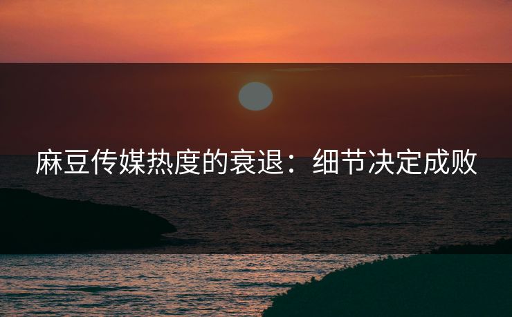 麻豆传媒热度的衰退：细节决定成败